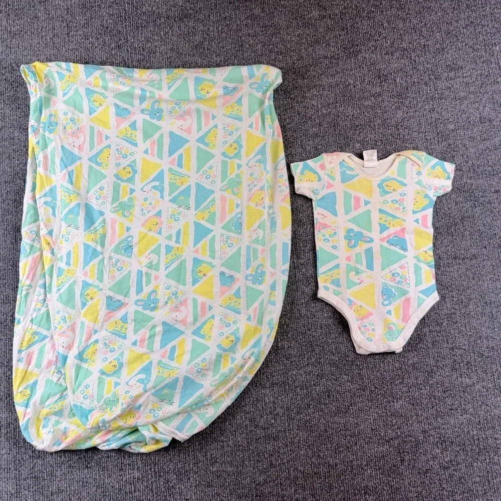 Vintage Soupcon By Oneita Romper Infant 6-9 Months Geometric Bodysuit Blanket